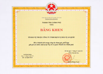 Bằng khen của Tổng Thanh Tra Chính Phủ Huỳnh Phong Tranh