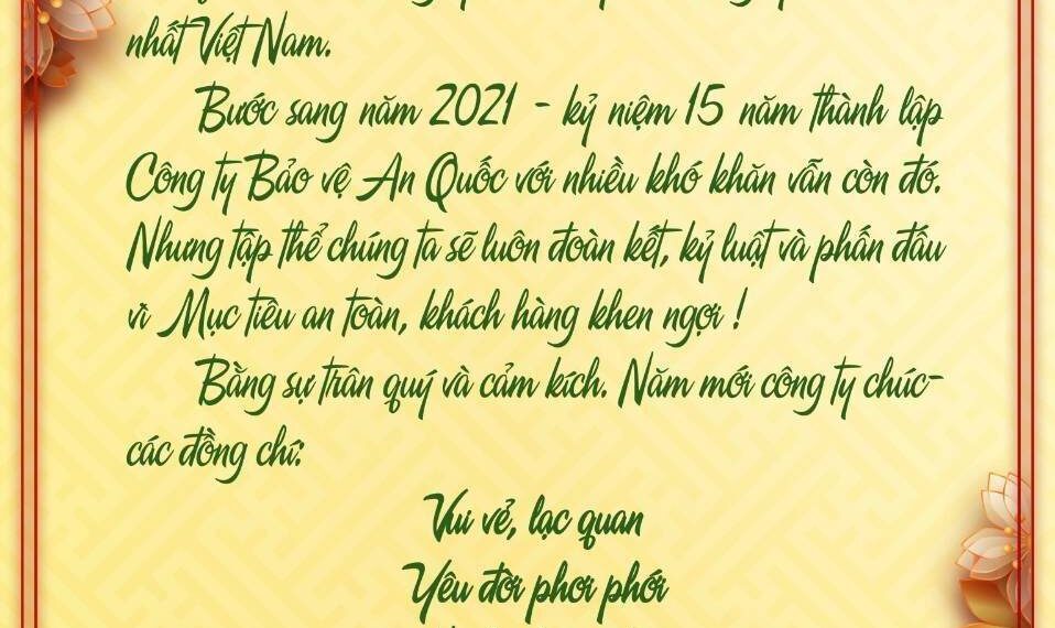 Thư chúc tết từ Ban Giám Đốc